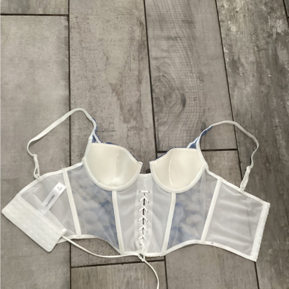 Glassons White and Blue Lace Bustier size 6like new #27-28 - Picture 3 of 4